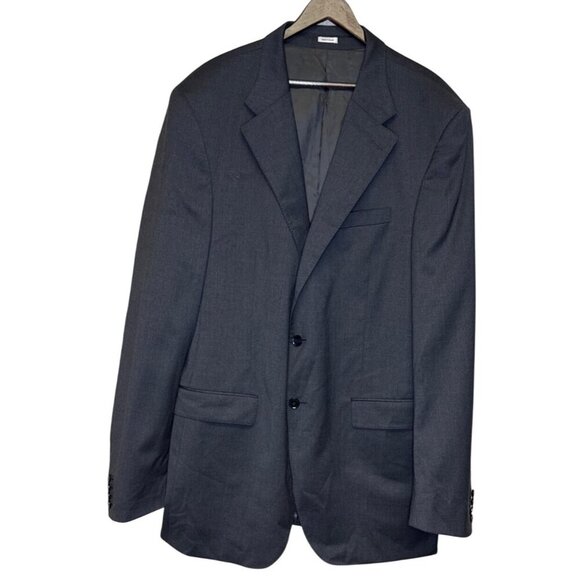 Peter Millar Men's Blazer 100% Wool Size 48 48L Grey Lined Sport Coat Two Button